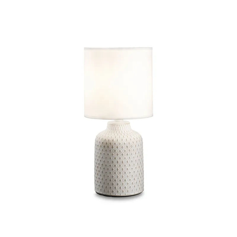 Promozione Esclusiva Lampada da tavolo con struttura in ceramica e con diffusore in tessuto - 40W - IP20