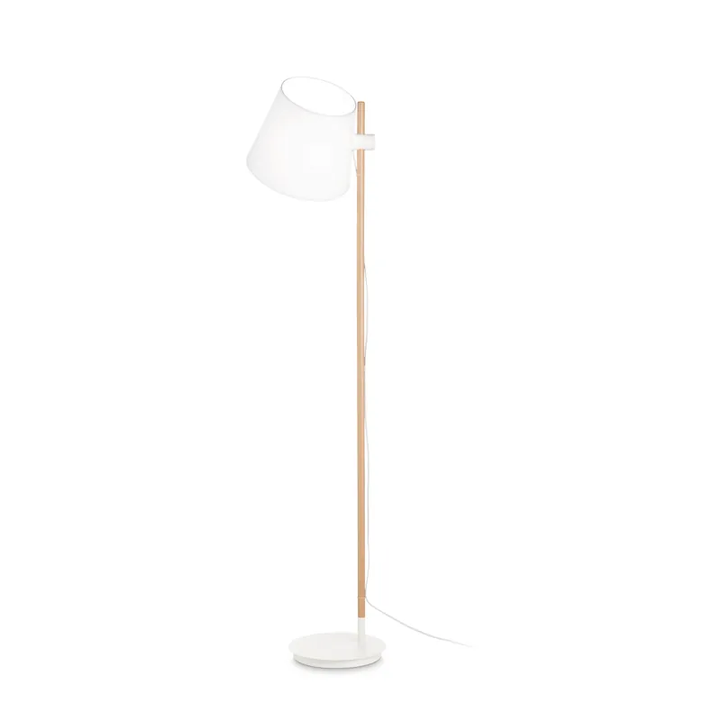 Consegna Rapida Piantana moderna con base in metallo stelo in legno e diffusore in tessuto - 60W - IP20