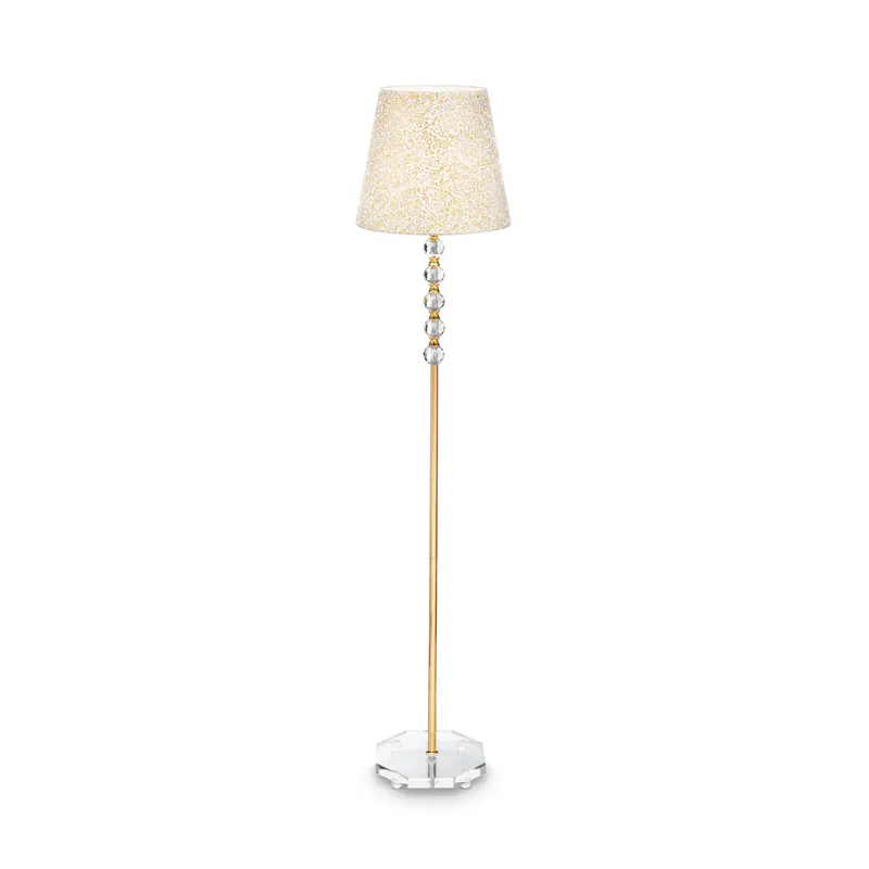 Piantana con struttura in metallo dorato e paralume in tessuto - 60W - IP20 Ultima Occasione