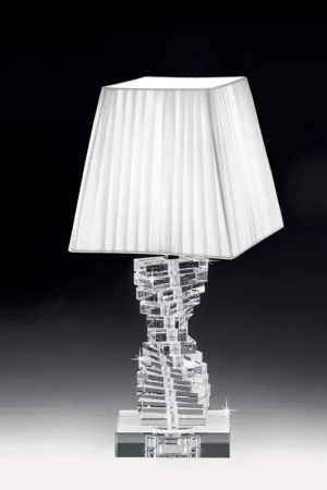 Super Prezzo Lampada da tavolo in cristallo con paralume in tessuto - 60W - IP20