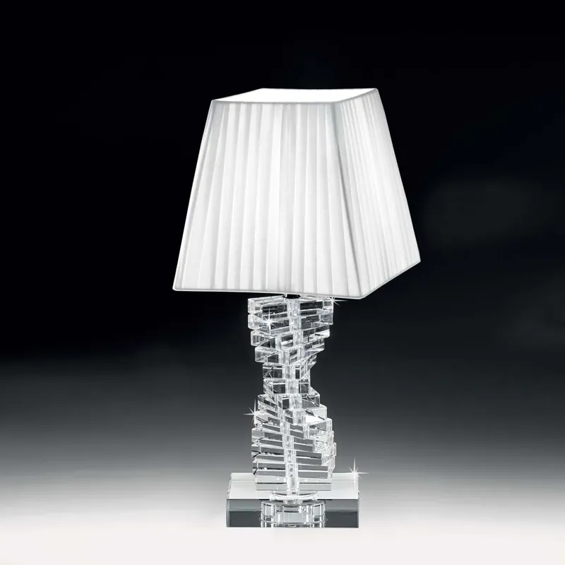 Super Prezzo Lampada da tavolo in cristallo con paralume in tessuto - 60W - IP20