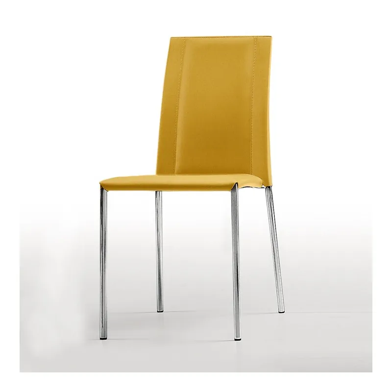 Ultime Pezzi Sedia in cuoio moderna con gambe in acciaio Silvy CU SB