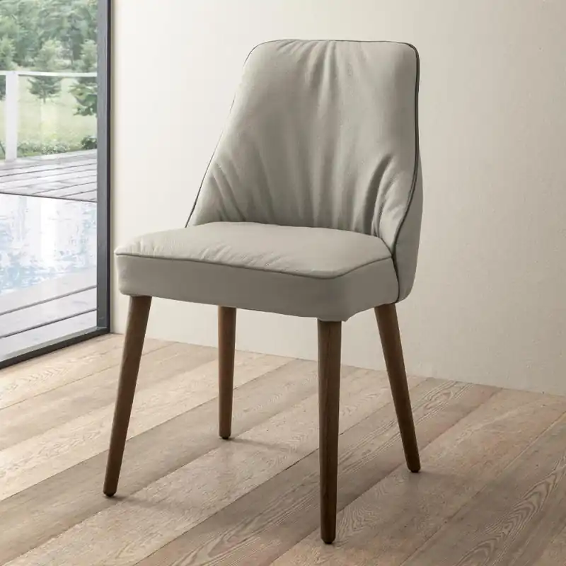 Sedia in Pelle di Design con gambe in legno Jolly Wood Offerta Lampo