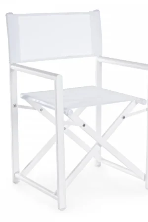 Sedia da regista in alluminio bianco Regista Taylor Saldi