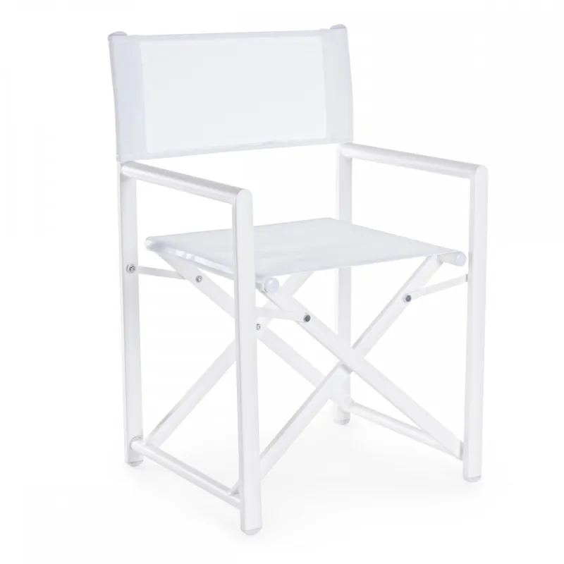 Sedia da regista in alluminio bianco Regista Taylor Saldi