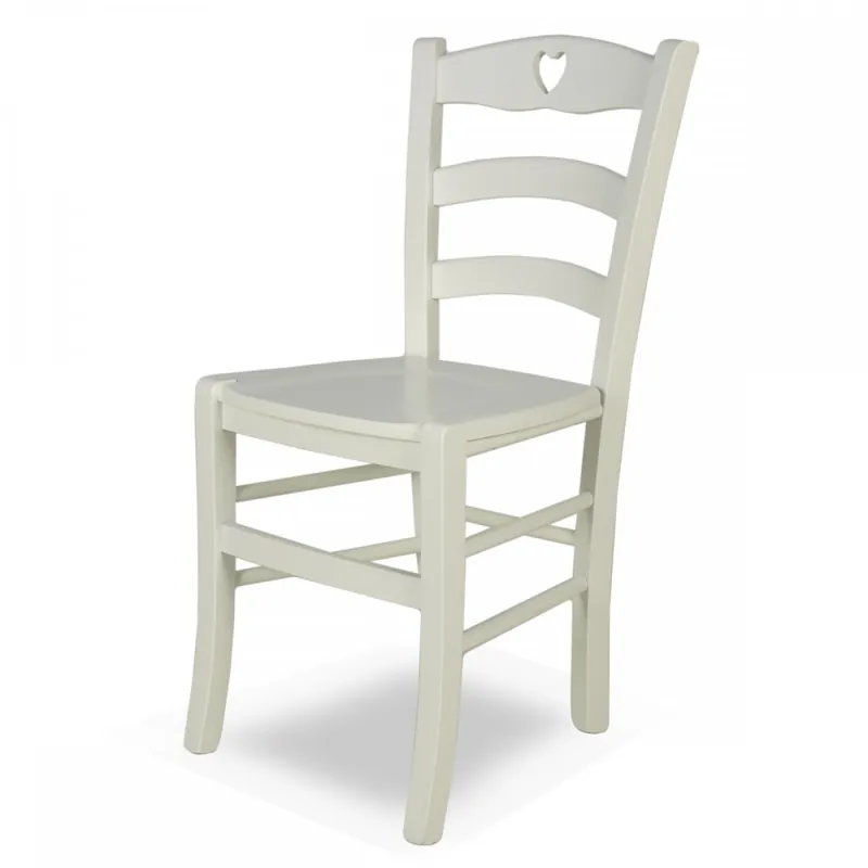 Sedia in legno con cuore sullo schienale Shabby Cuore Pagamento Sicuro