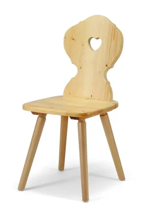 Spedito Oggi Sedia rustica in legno massello con cuore sullo schienale W5320