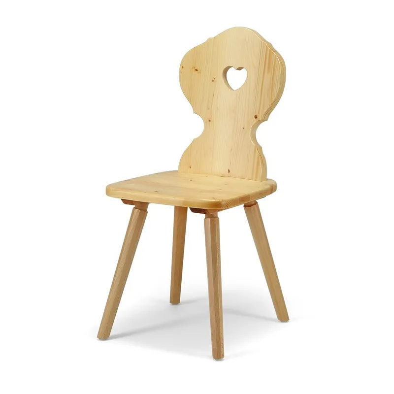Spedito Oggi Sedia rustica in legno massello con cuore sullo schienale W5320