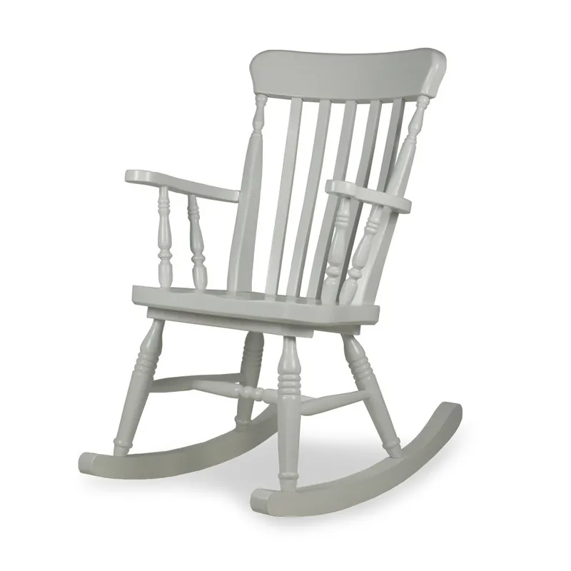 Sedia a dondolo in legno di pino laccato bianco Old River Laccato Bianco Promo Stagionale