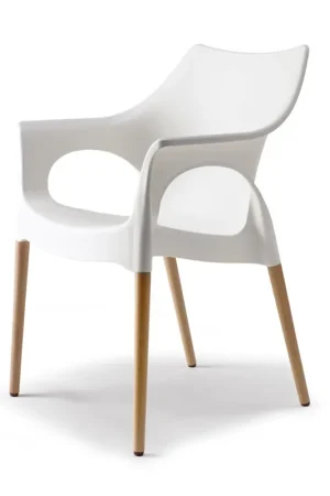 Affare Poltroncina moderna in plastica e legno Natural Ola
