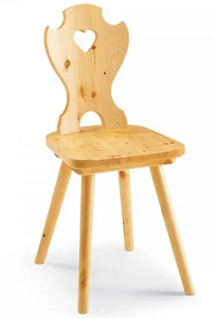 Sedia tirolese con cuore in legno di pino Adige Saldi
