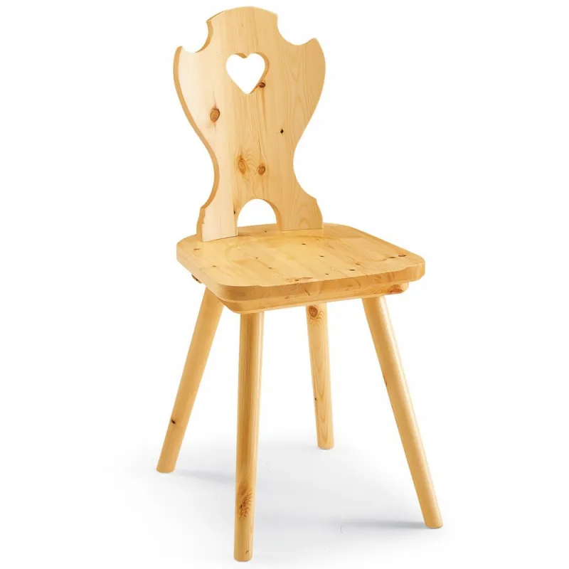 Sedia tirolese con cuore in legno di pino Adige Saldi
