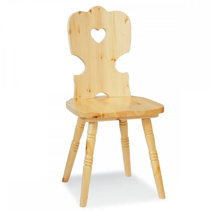 Sedia rustico tirolese con decoro a cuore Tessa Reso Gratuito