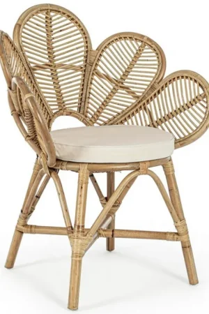 Sedia in rattan a forma di fiore con cuscino Flores Offerta Speciale