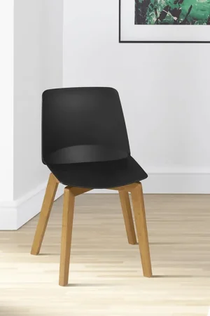 A Buon Prezzo Sedia in plastica con gambe in legno di design Wody