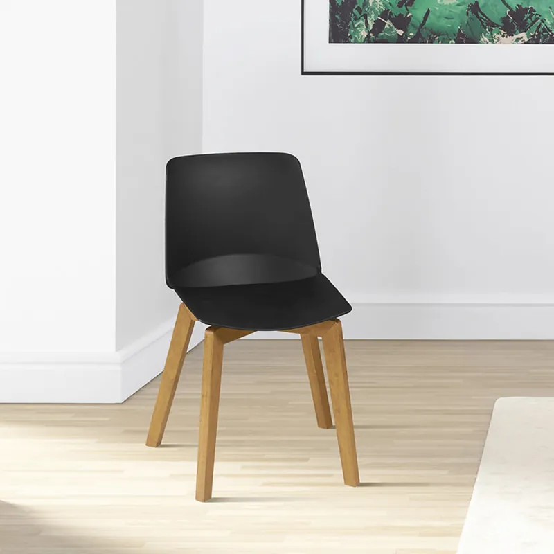A Buon Prezzo Sedia in plastica con gambe in legno di design Wody