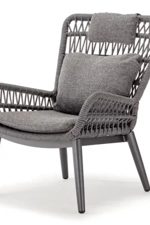 Poltrona Relax da Esterno Design Moderno Alluminio e Corda Tropea Lounge Popolare