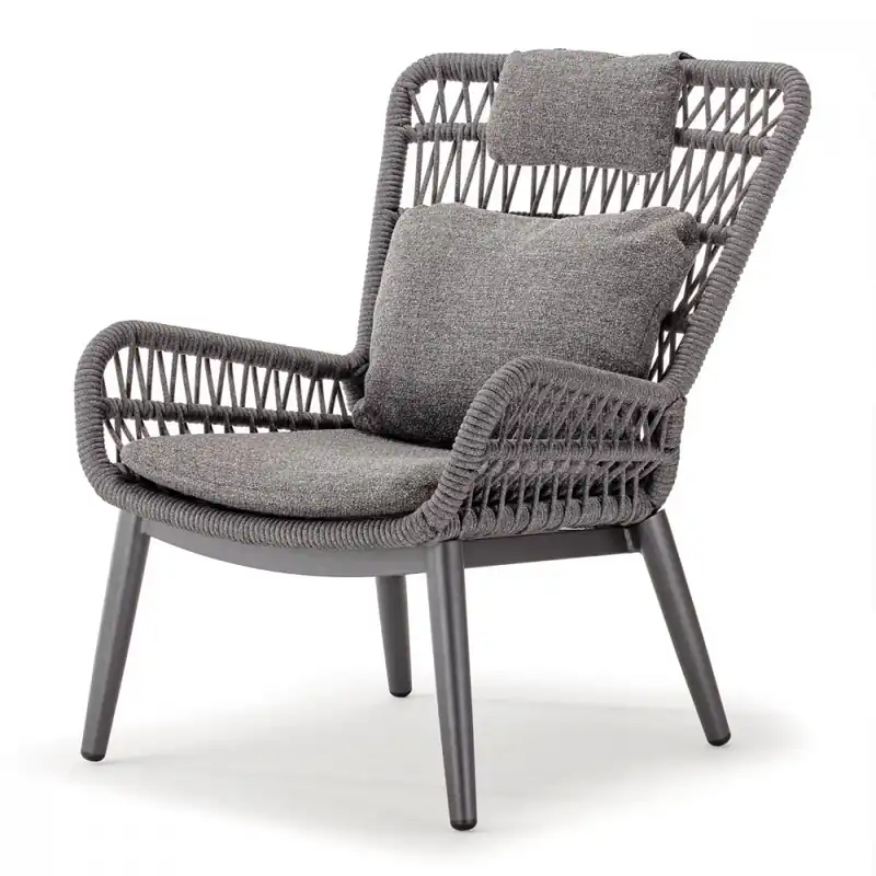 Poltrona Relax da Esterno Design Moderno Alluminio e Corda Tropea Lounge Popolare