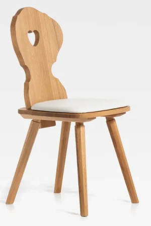 Sedia stile tirolese con cuore in legno di rovere Monaco Rovere IMB Prezzo Conveniente