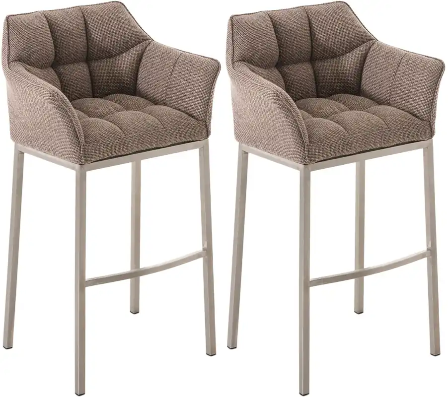 Promozione Set di 2 Sgabelli da Bar Damaso in Tessuto con Base a 4 Gambe