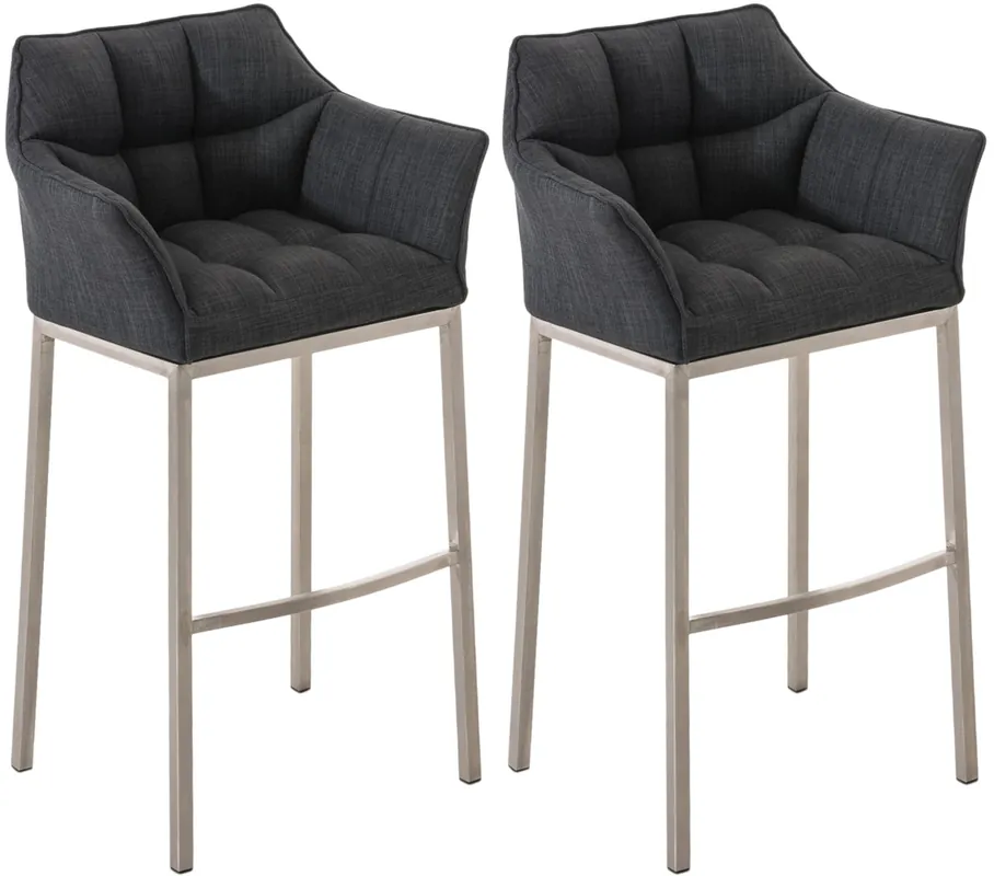 Set di 2 Sgabelli da Bar Damaso in Tessuto con Base a 4 Gambe Esclusivo