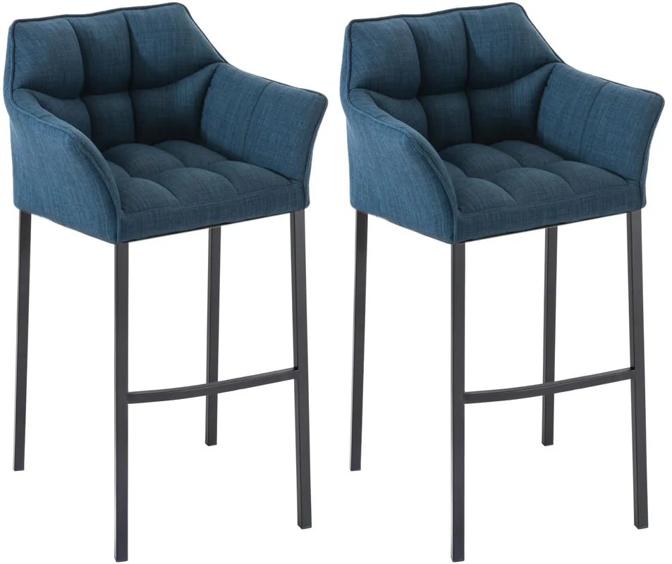 Economico Set di 2 Sgabelli da Bar Damaso in Tessuto con Base a 4 Gambe