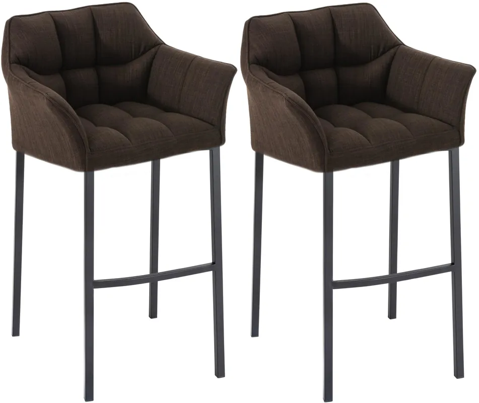 Set di 2 Sgabelli da Bar Damaso in Tessuto con Base a 4 Gambe Direttamente Dal Produttore