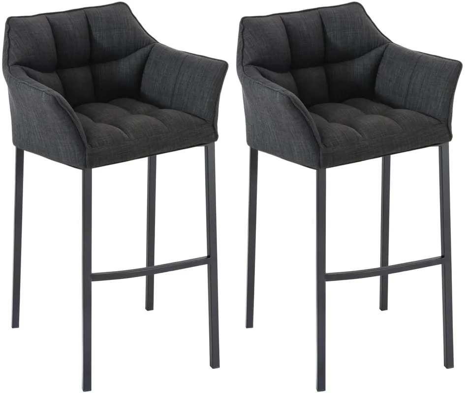 Set di 2 Sgabelli da Bar Damaso in Tessuto con Base a 4 Gambe Subito Disponibile