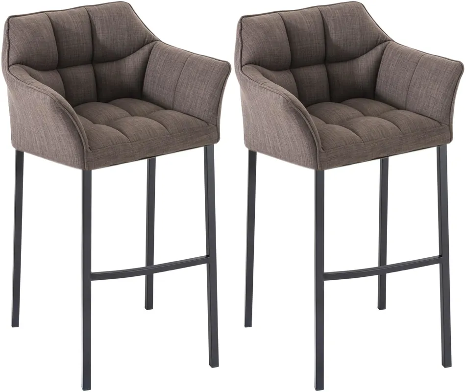 Saldi Set di 2 Sgabelli da Bar Damaso in Tessuto con Base a 4 Gambe