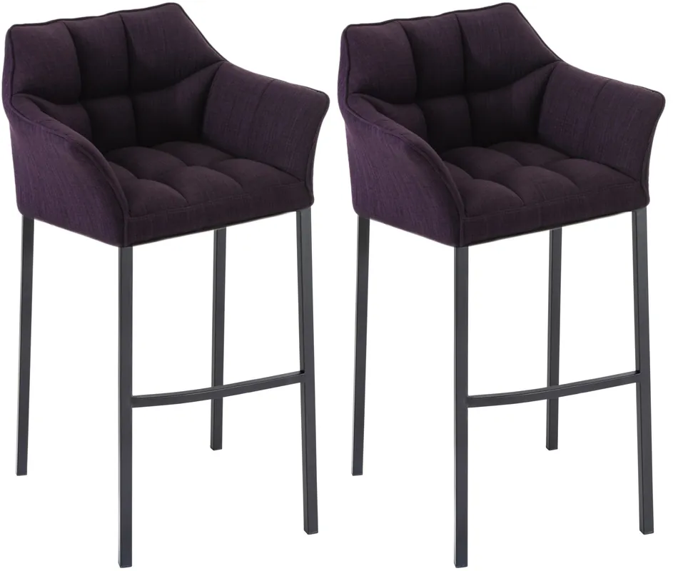 Promozione Set di 2 Sgabelli da Bar Damaso in Tessuto con Base a 4 Gambe