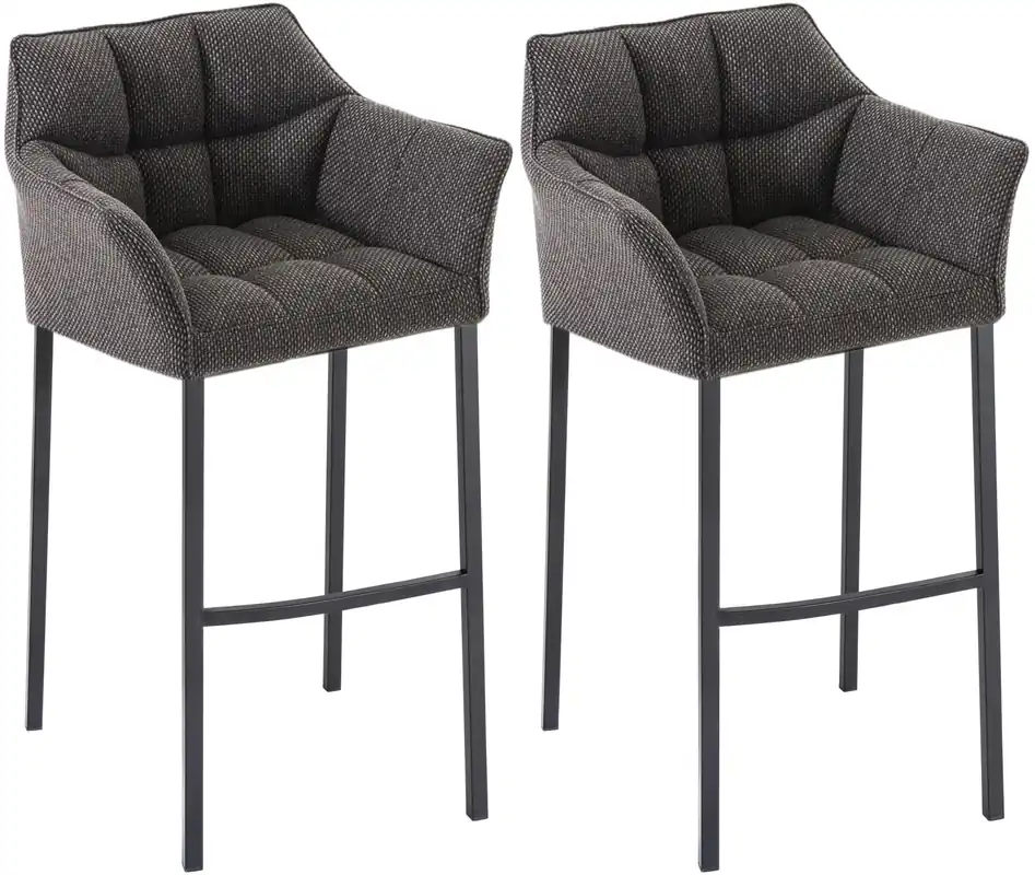 Prezzo Conveniente Set di 2 Sgabelli da Bar Damaso in Tessuto con Base a 4 Gambe