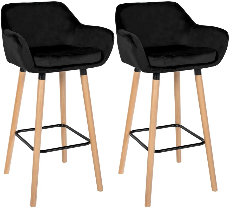 Set 2 Sgabelli da Bar Grant Velluto Economico
