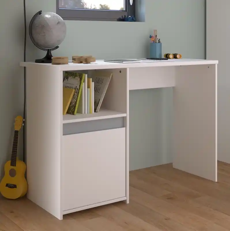 Scrivania moderna cameretta bambini 110xH75 bianco grigio o rosa Children Più Venduto