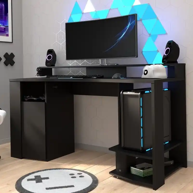 Scrivania moderna gaming design L152xP61 cm nero led Pixel Miglior Prezzo
