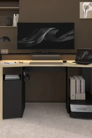 Scrivania moderna gaming led 152xH87 cm rovere nero Arkos Prezzo Di Fabbrica