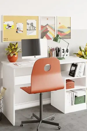 Scrivania moderna lineare ripiani 120xH74 cm bianco Note Prezzo Basso