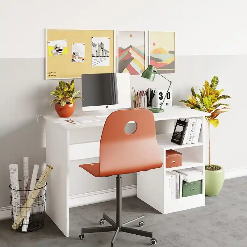 Scrivania moderna lineare ripiani 120xH74 cm bianco Note Prezzo Basso