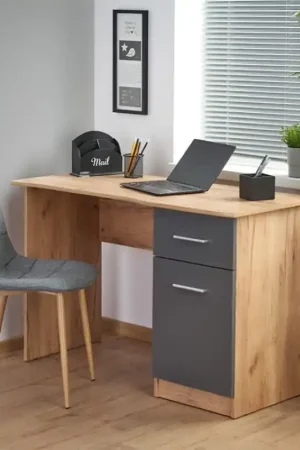 Scrivania moderna ufficio 1 anta 1 cassetto 120x55 rovere antracite Azzaro Di Tendenza
