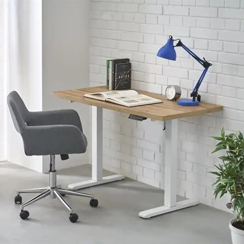 Scrivania regolabile in altezza motorizzate nuova generazione moderna 120xH75-120 ergonomica bianco rovere Works Acquista Ora
