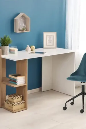Saldi Scrivania ufficio 122/57 moderna bianco rovere Linus
