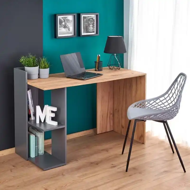 Solo Oggi Scrivania ufficio 122/57 moderna rovere antracite Linus
