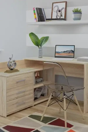 Consegna Rapida Scrivania ufficio angolare salvaspazio 120x120cm rovere Utah