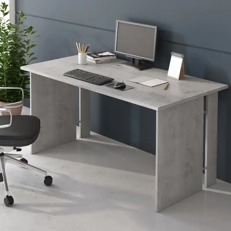 Scrivania ufficio moderna 150xH75 bianco grigio cemento Lux Solo Oggi