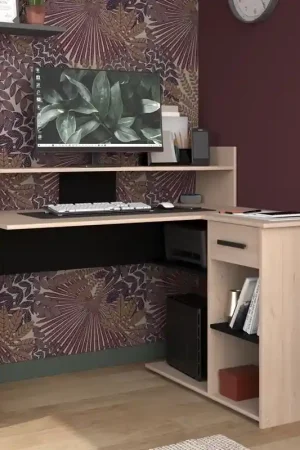 Affare Scrivania ufficio moderna angolare richiudibile L121xP106cm rovere nero Nexa