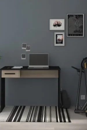 Direttamente Dal Produttore Scrivania ufficio moderna design 1 cassetto L101xP50 cm nero rovere Nomo