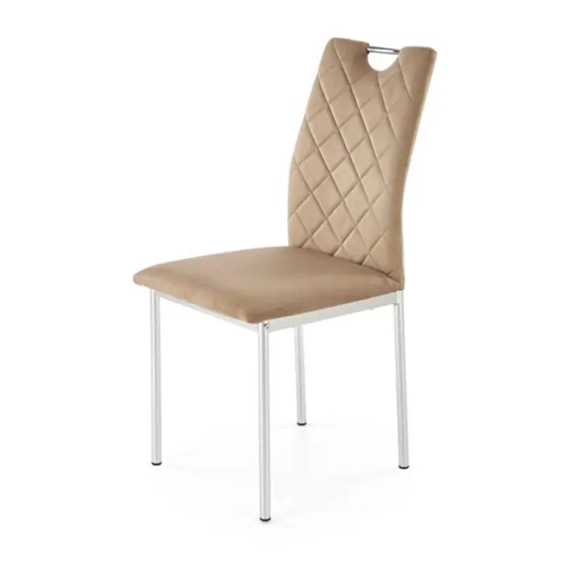 Sedia imbottita da pranzo moderna ecopelle acciaio beige Marino Compra Adesso