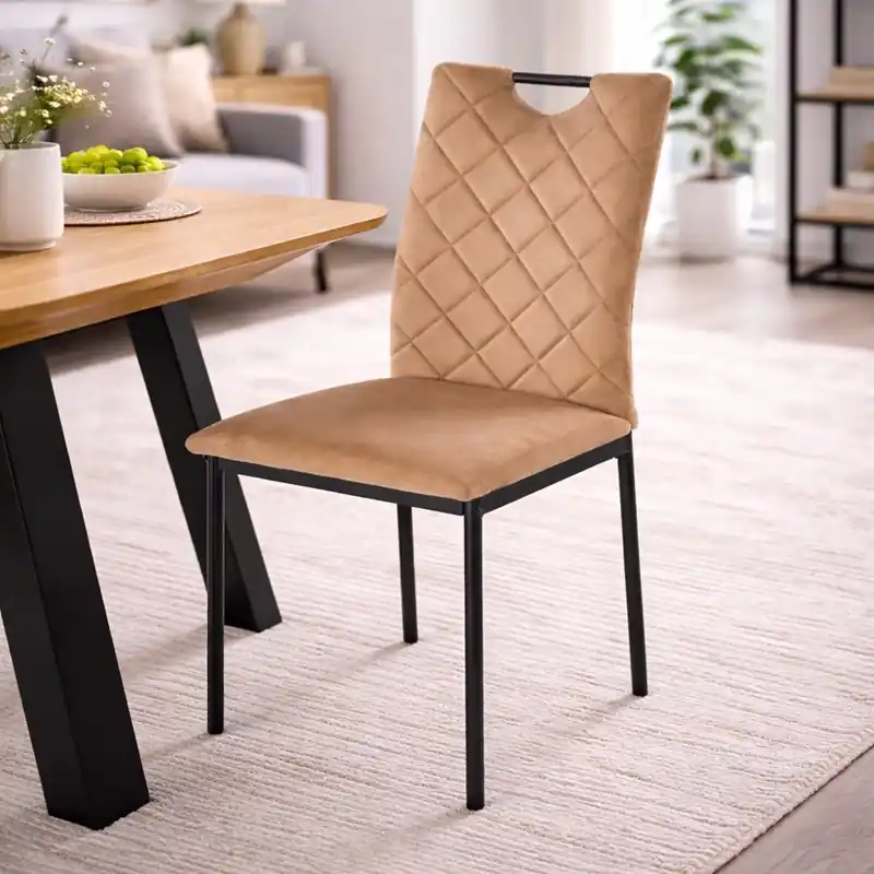 Prezzo Basso Sedia imbottita da pranzo moderna metallo Beige Vector