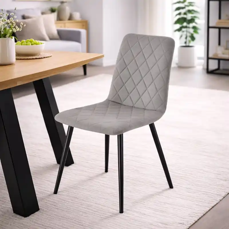 Sedia imbottita da pranzo moderna tessuto metallo grigio nero Core Promozione Esclusiva