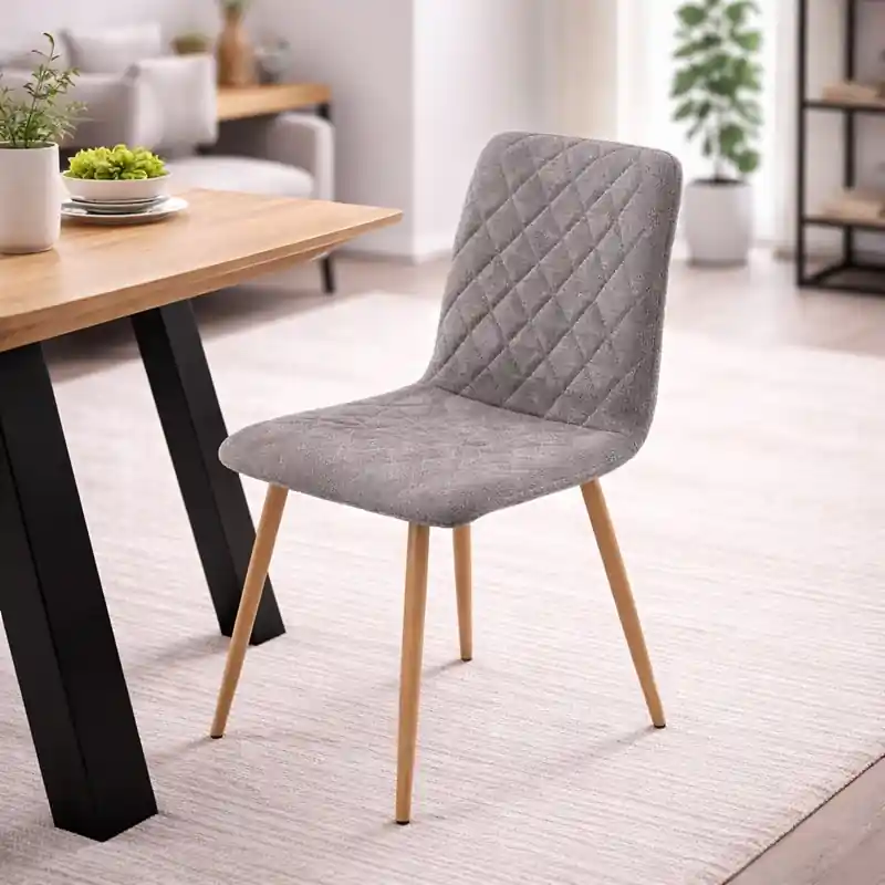 Occasione Sedia imbottita da pranzo moderna tessuto metallo grigio tortora Core
