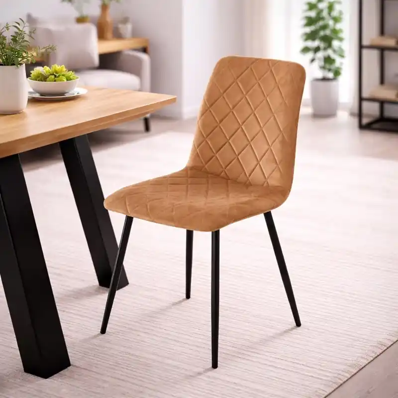 Sedia imbottita da pranzo moderna tessuto metallo marrone Core Spedizione Espresso